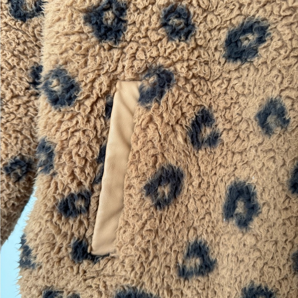 Abercrombie & Fitch Soft AF 1/4 Zip Cheetah Faux Fur Pullover Coat XL - Picture 4 of 7